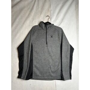 Spyder Mens XL Gray Black Quarter Zip Fleece Lined Pullover Sweater 199307